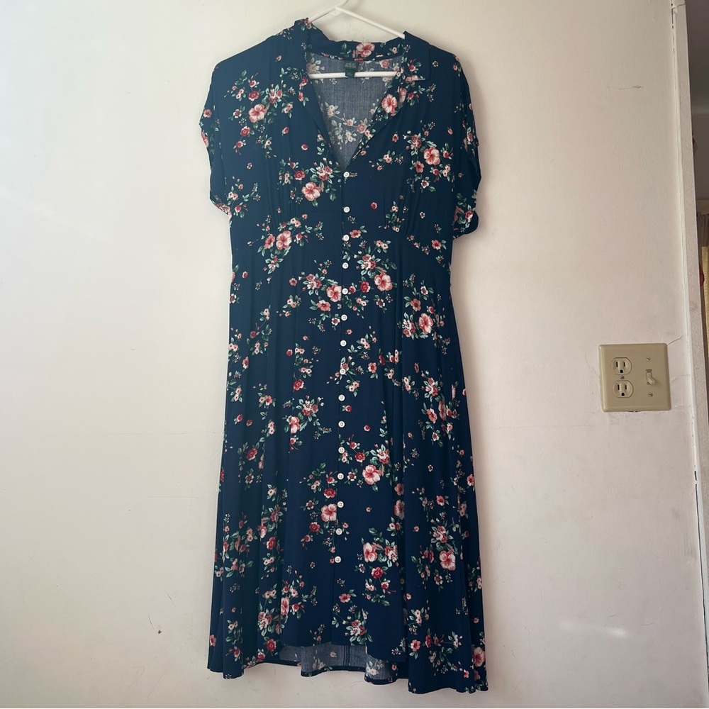 Wild Fable Size L Navy Floral Midi Dress